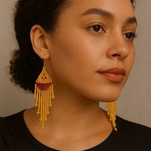 Vibrant Beaded Fringe Earrings
